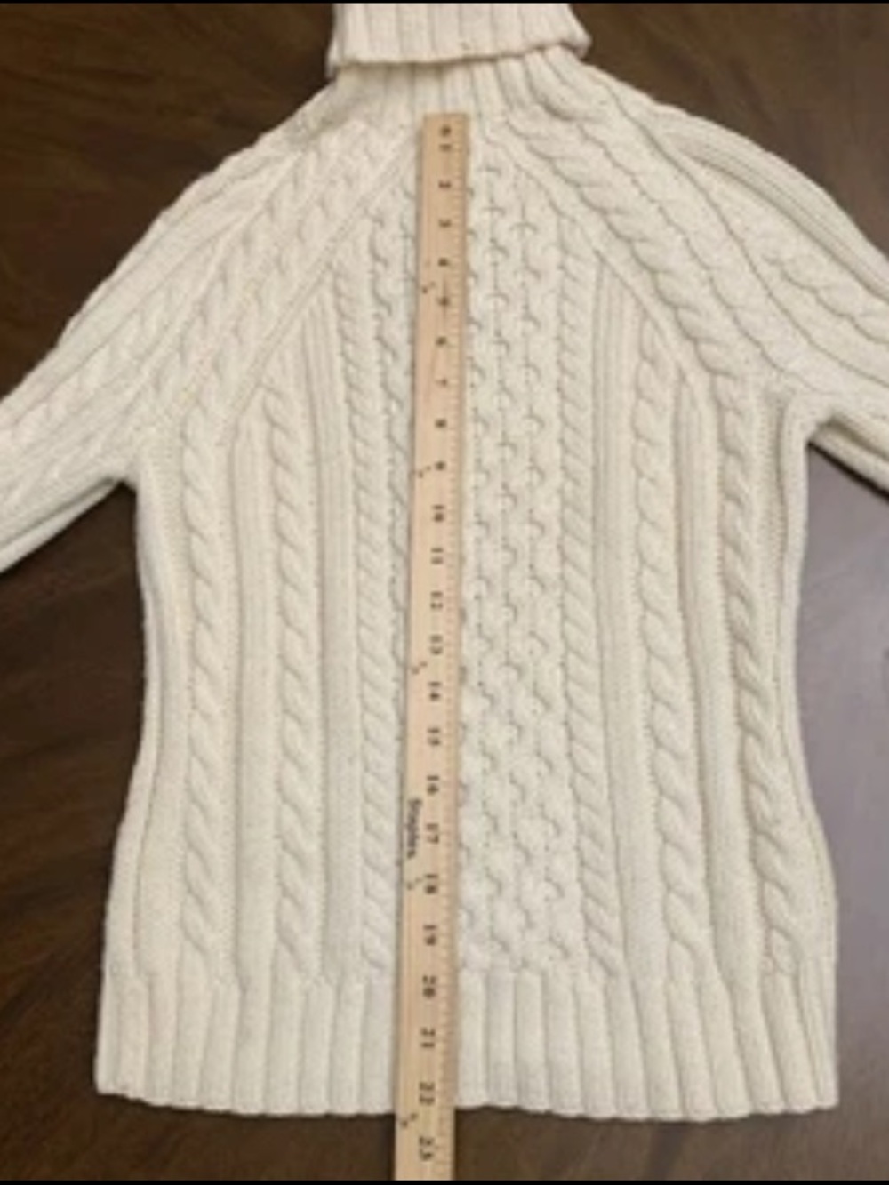 🎄 J.Crew 100% Wool Ivory Cable Knit Turtleneck Sweater Women’s Cozy Classic M - Picture 11 of 15